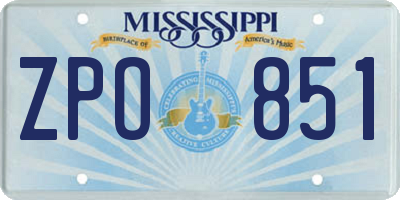 MS license plate ZPO851