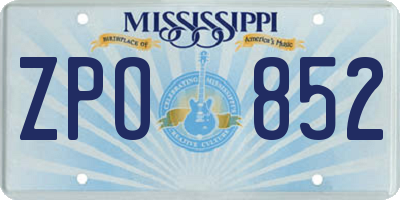 MS license plate ZPO852