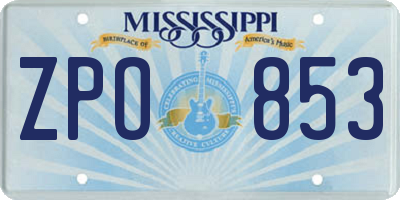 MS license plate ZPO853