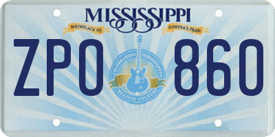 MS license plate ZPO860