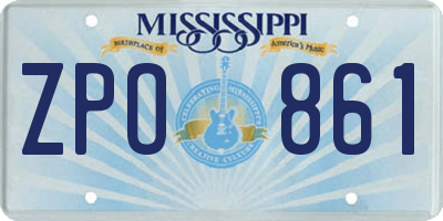 MS license plate ZPO861