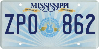 MS license plate ZPO862