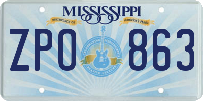 MS license plate ZPO863