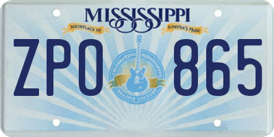 MS license plate ZPO865