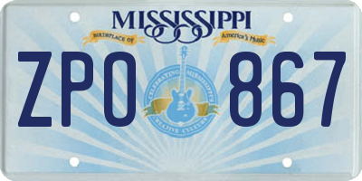 MS license plate ZPO867