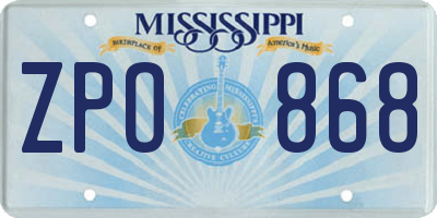 MS license plate ZPO868