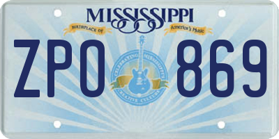 MS license plate ZPO869