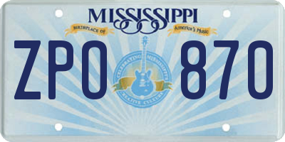 MS license plate ZPO870
