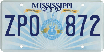 MS license plate ZPO872