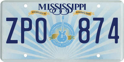 MS license plate ZPO874
