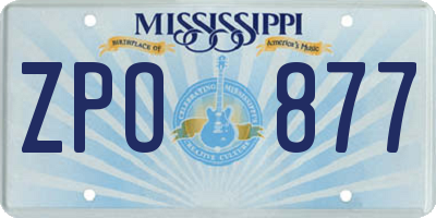 MS license plate ZPO877