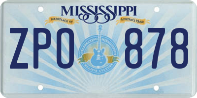 MS license plate ZPO878