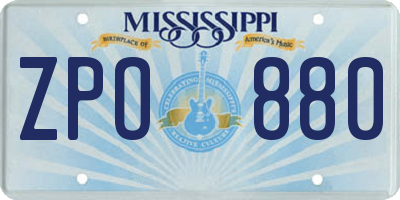 MS license plate ZPO880