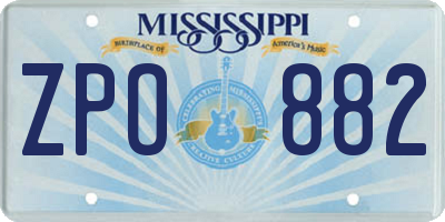 MS license plate ZPO882