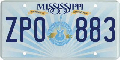 MS license plate ZPO883