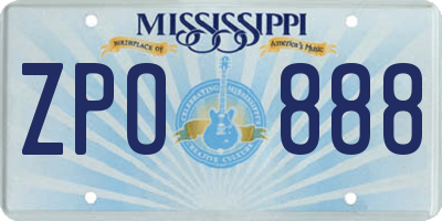 MS license plate ZPO888