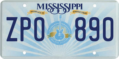 MS license plate ZPO890