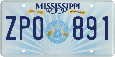 MS license plate ZPO891