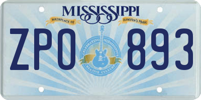 MS license plate ZPO893