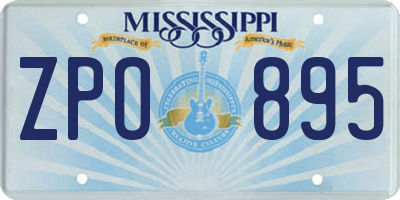 MS license plate ZPO895
