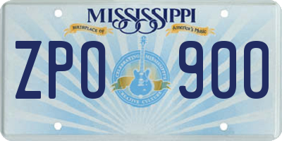 MS license plate ZPO900