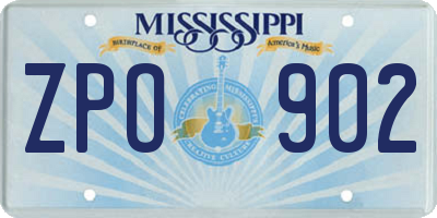 MS license plate ZPO902