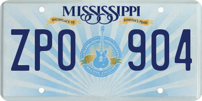 MS license plate ZPO904