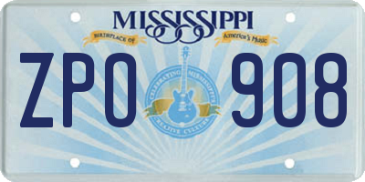 MS license plate ZPO908