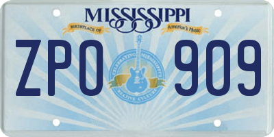 MS license plate ZPO909