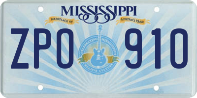 MS license plate ZPO910