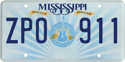 MS license plate ZPO911