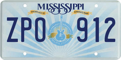 MS license plate ZPO912