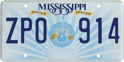 MS license plate ZPO914