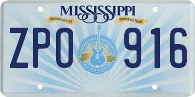MS license plate ZPO916