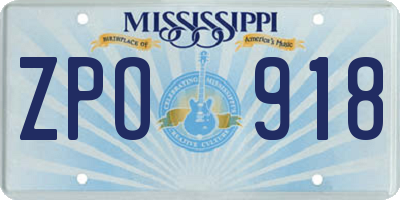MS license plate ZPO918