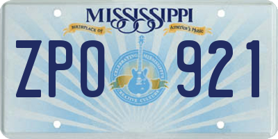 MS license plate ZPO921