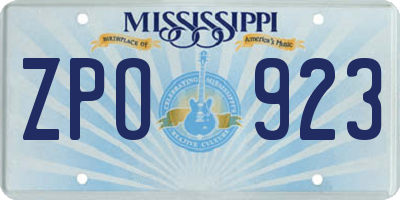 MS license plate ZPO923