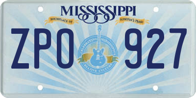 MS license plate ZPO927