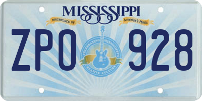 MS license plate ZPO928