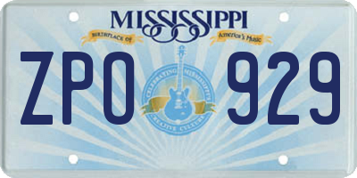 MS license plate ZPO929