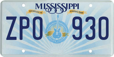 MS license plate ZPO930