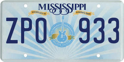 MS license plate ZPO933