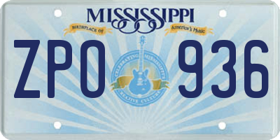 MS license plate ZPO936