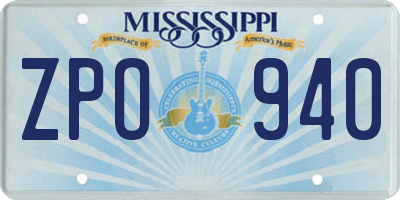 MS license plate ZPO940