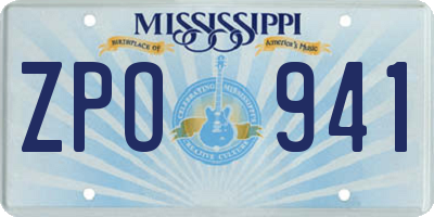 MS license plate ZPO941