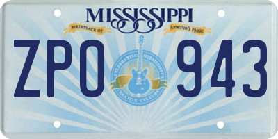 MS license plate ZPO943