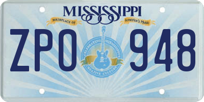 MS license plate ZPO948