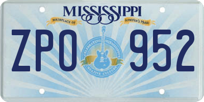 MS license plate ZPO952