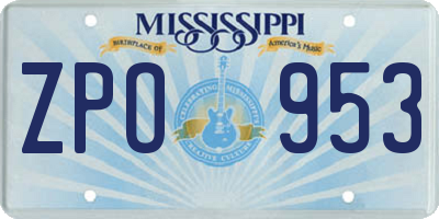 MS license plate ZPO953