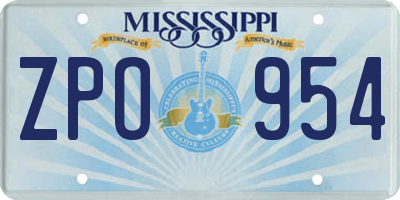 MS license plate ZPO954